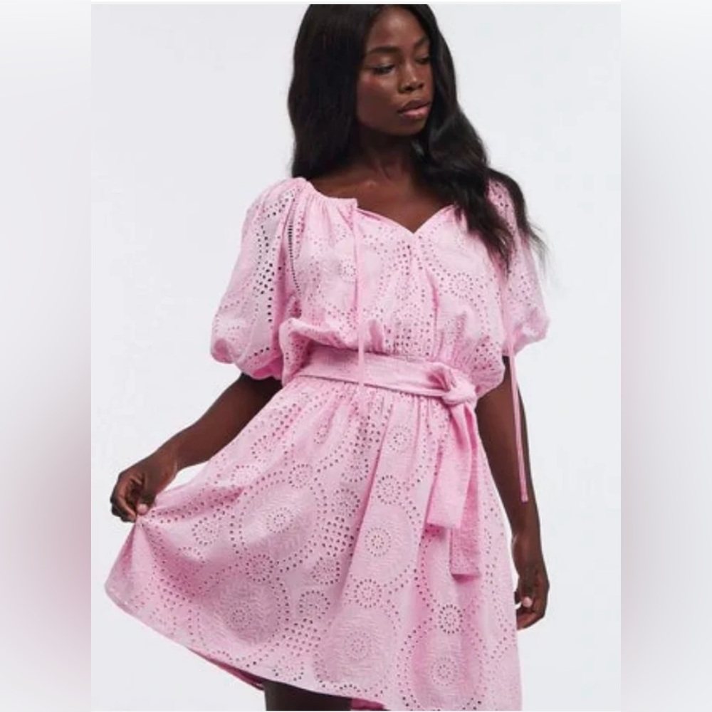 Tayla Pink Eyelet Mini Dress NWT